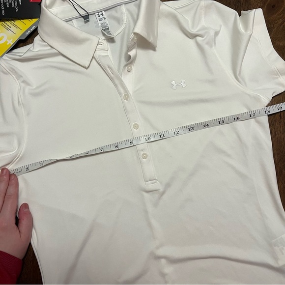 NWT Under Armour Heat Gear Women's White Golf Polo Shirt M UPF 50 - Picture 9 of 13